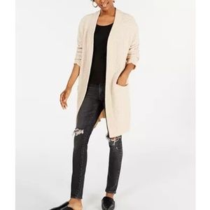 Beige Open Front Cardigan